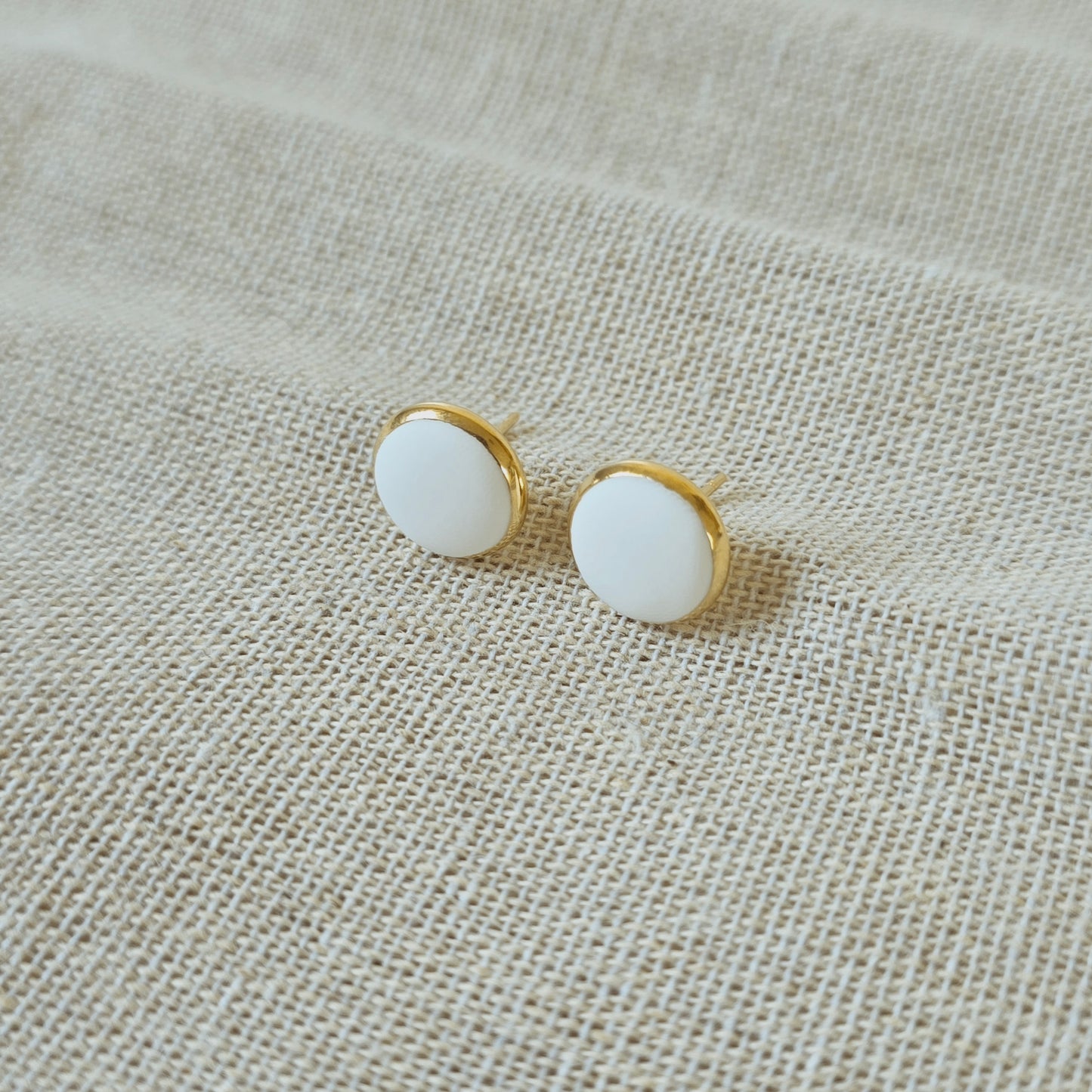 Earrings White Button