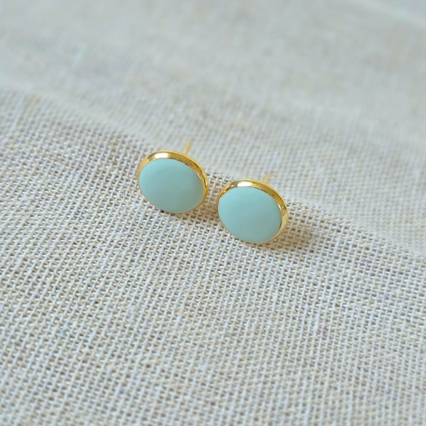Earrings Sage Button