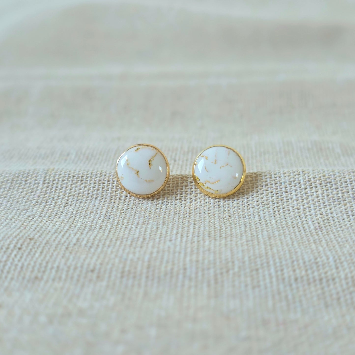 Earrings Cracked White Stone